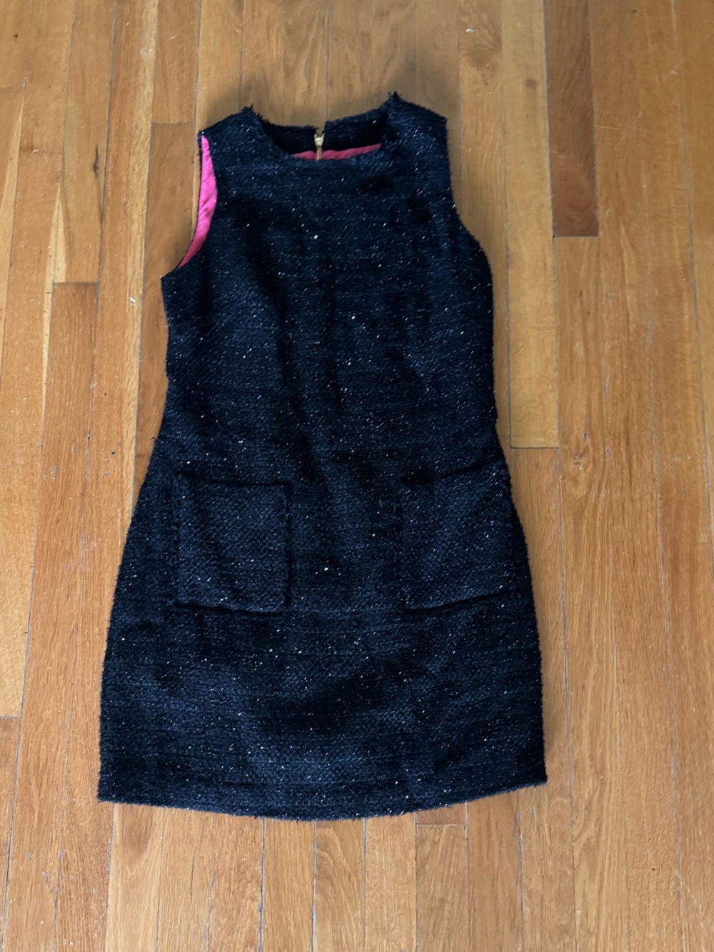 Sail to Sable Hot Pink Lined Black Tweed Dress